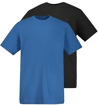 JP 1880 Herren große Größen Übergrößen Menswear L-8XL T-Shirts, Basic, 2er-Pack, Rundhals ägäisblau XXL 702637730-XXL