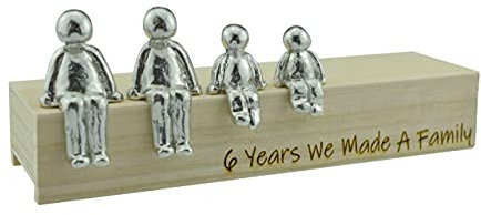 Pirantin 6th Anniversary Idea - 6 Years We Made A Family Metal Ornament - Choose Your Family Combination Box & Woodgrain May Vary(2 Children)