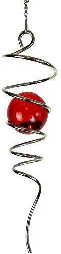 LJLIFART Deko-Windspiel mit Gazing Ball und Spirale, rot, einzigartiges Geschenk und hängende Dekoration für drinnen und draußen, Gartendekoration, 33 cm hoch