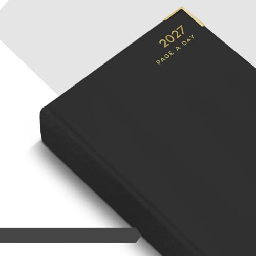ZYBUX - A5-2027 Appointment Diary - Day a Page with Full Page Saturday and Sunday (Black)