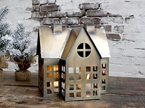 Chic Antique Lichterhaus Teelichhalter Kerzenhalter Weihnachten Messingfarben 20 cm hoch
