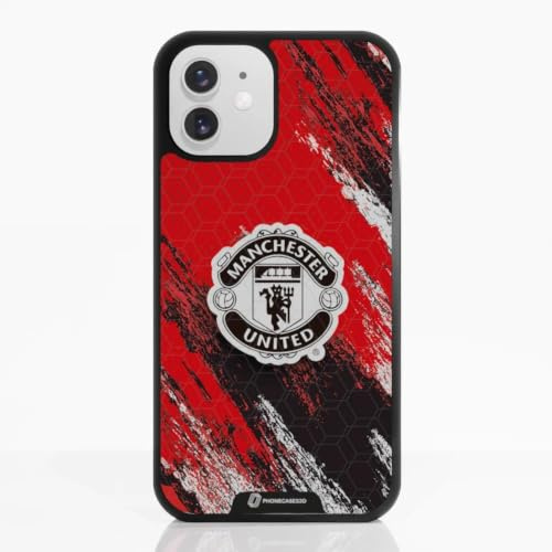Phone Case for iPhone 12 Official Manchester United FC Black | PHONECASES3D-Patented 3D Effect Design-Officially Licensed-Crest design-Lightweight & Durable Protection