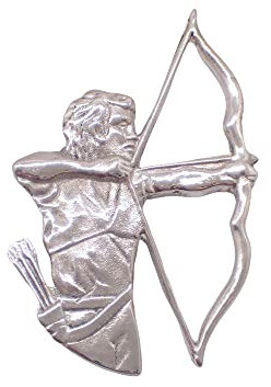 Bogenschütze: Brosche Von Jacke aus Silber 925 - Pins - Bogen - Pfeile - Feretra - Bogensport