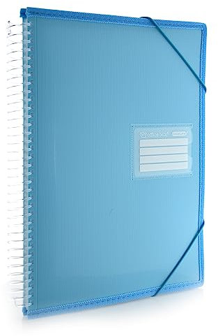 Office Box Ultraglas-Hüllenmappe mit 360-Grad-Spirale und verstärkten Kanten, ID, Indikatoren, starrer Deckel und Gummibandverschluss, 100 % recycelbar von Office Box (Hellblau, A4-20 Hüllen)