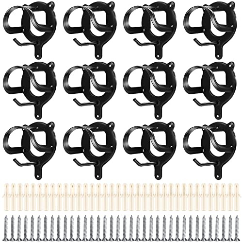 Dunzy 12 Counts Horse Bridle Rack Bridle Bracket Bridle Hooks Horse Tack Storage Halter Hanger Metal Bridle Holder with Tubes and Screw for Horse Barn Supplies, Black