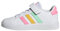 adidas Mixte Enfant Grand Court Elastic Lace and Top Strap Shoes Basket, Cloud White/Pulse Mint/Beam Pink, 32 EU