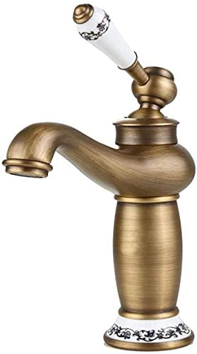 Waschtischarmatur Küchenarmatur Einhebel Retro Messing und Keramik Waschtischarmatur mit Wassereinlass für Badewanne