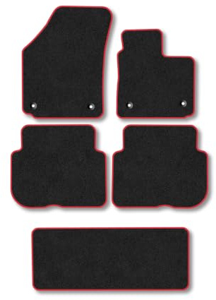 VW Touran (2003-2010) Carpet Car Mats | Red Edge Trim Tailored Fit Floor Mats Full Coverage Protection Accessories Easy Clean Anti Slip Made in the UK