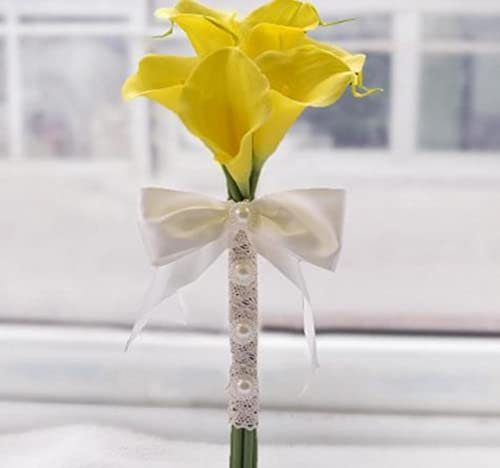 MUNACRAFT Gelb Weiß Calla Braut Brautstrauß Hochzeit Hochzeit Hochzeit im Freien Hochzeit Braut Brautjungfer Blumen-Foto Farbe