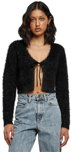 Urban Classics Damen Ladies Tied Cropped Feather Cardigan