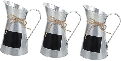 OSALADI 3pcs Chalkboard Label Vase Garden Flower Vase Watering Can Tin Milk Can Vase Flower Vase Jug Planter Tin Tin Vase Milk Can Jug Vintage Jug France Japanese-style Metal