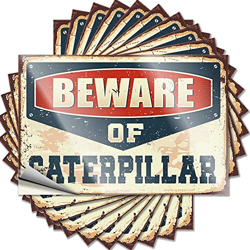 Aufkleber für Mechaniker, Aufschrift Beware of Caterpillar, lustig, 10 Stück, für Erwachsene, Auto-Aufkleber (Größe: 6 x 9 cm)