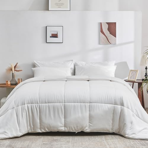 DOZ All Season Cooling Comforter, 100% Viscose Derived from Bamboo, Breathable, Lightweight, Soft, Down Alternative Duvet Insert, 8 Loops, 90x90 (Full/Queen)