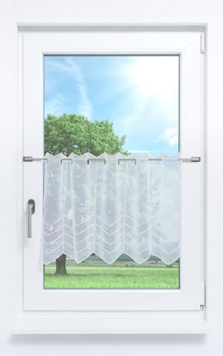 Plauener Spitze Scheibengardine Melissa #1W (Bx H) 162cm * 45cm reinweiß/Weiß