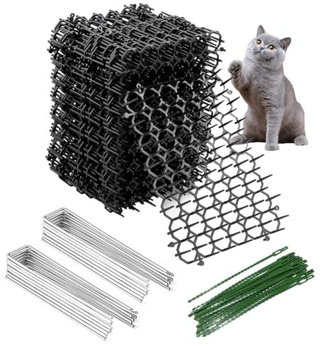 Gobesty 12 Pcs Cat Deterrent Mat, Cat Repellent, Cat Scat Mat with Spikes, Cat Animal Spikes Repellent Deterrent Mat, Cat Deterrents for Gardens, Flowerbed, Lawn(20x15.5cm)