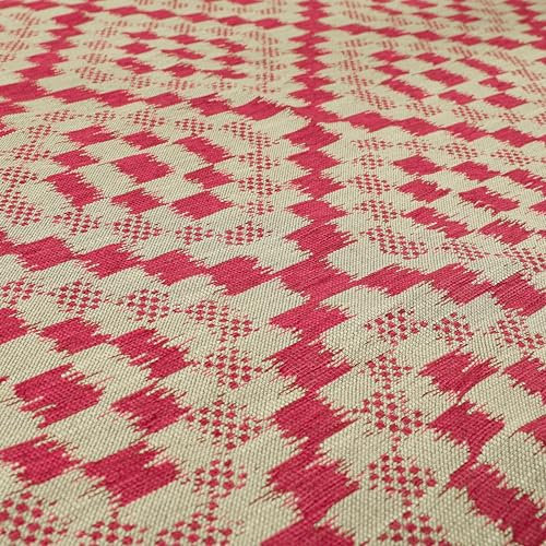Redbrick Mill Fabrics Chenille-Polsterstoff, schwer entflammbar, strukturiert, geometrischer Kelim, traditioneller Aztekenmuster, Meterware, rosa Kelim (Meterware)