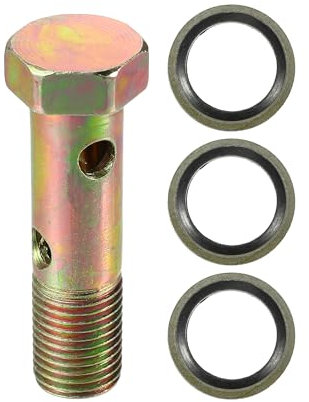 VekAuto Kit de boulons double banjo, filetage métrique M14x1.5, longueur 57mm, adaptateur universel en métal durable de couleur bronze avec rondelle d'étanchéité