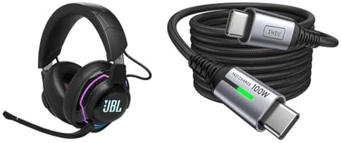 JBL Quantum 910 Over-Ear Gaming Kopfhörer – Wireless 2,4 GHz & INIU USB C Kabel, 100W [2m] PD3.0 Schnellladekabel USB C auf USB C