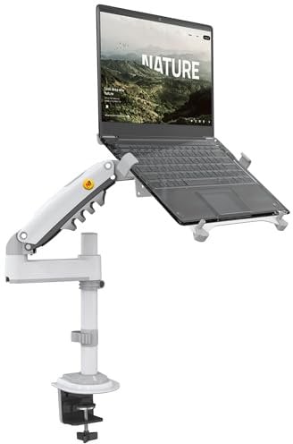 NB North Bayou Supporto per Computer Portatile Con Vassoio Regolabile per 10-17 Notebook Tablet, Supporto per Monitor per Schermo Computer da 17-30 Pollici VESA 75 & 100 mm H100-FP Bianco