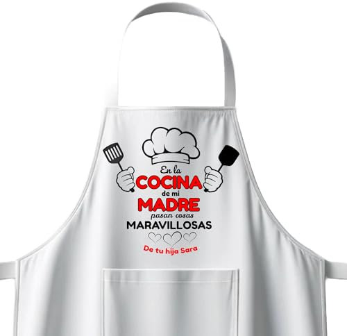 Kembilove | Delantal Personalizado con Fotos y Textos | Delantal de Cocina Customizado | Delantales personalizados con fotos | Mandiles de cocina hombre | La cocina de mi madre
