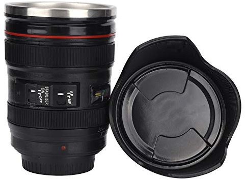 Travel Mug, Camera Mug Lens Mug Coffee Mug 1:1 Replica of the Lens Multipurpose Stainless Steel for Birthday Gift