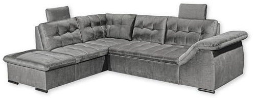 ESTRELLA Ecksofa mit Schlaffunktion in Grau - Moderne Eckcouch mit Bettkasten und verstellbarer Armlehne - 283 x 84 (107) x 217 cm (B/H/T)