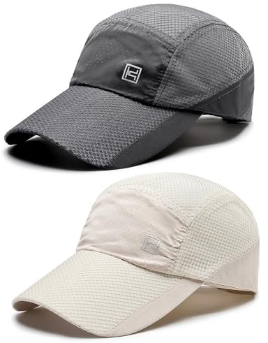 AYPOW 2 Packs Gorra de BéIsbol de Secado Rápido Deportiva Hombre Mujer, Gorra Running de Protección Solar Malla Ligera Transpirable, Gorras de Verano Plegable Ajustable Sombreros de Verano Unisex