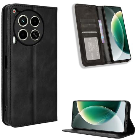 BellaCase Tecno Camon 30 4G/5G Coque [Étui Portefeuille] [Fonction Support] [Slots pour Cartes] [Couverture à Rabat Magnétique] Compatible avec Le Smartphone Tecno Camon 30 4G/5G(Noir)