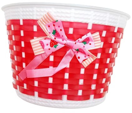 Ronyme Kinderfahrradkorb, Aufbewahrungskorb, abnehmbar, Fahrradkorb, Fahrradkorb, vorderer Lenkerkorb für Picknick im Freien für Kinder, Rot