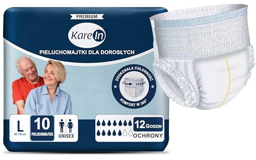 Inkontinenz Pants für Erwachsene - 10 x Saugfähige Windelhosen für Männer und Frauen - Diskreter Auslaufschutz und Elastischen Bündchen - Gr. L (89-120 cm)