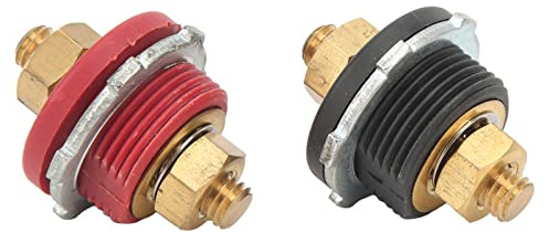 1 Pair Battery Power Junction Post, 3/8in Thru Panel Battery Terminal Connector 250A Positive Negative Junction Stud Post for Cars RVs Ships Yachts
