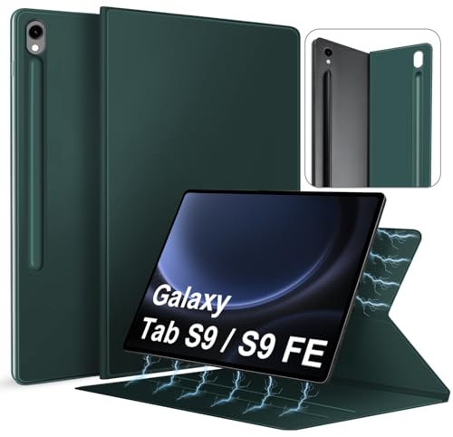 DAORANGE Funda Magnética para Samsung Galaxy Tab S9 FE 10.9 Pulgadas / S9 11 Pulgadas 2023, Funda Folio Delgada Ligera con Soporte Oculto S Lápiz para Samsung Tablet S9 / S9 FE (Verde Oscuro)