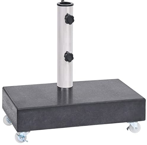 LAPOOH Socle de Parasol Noir 45x25x8 cm Granite,Pied De Parasol,Pied De Parasol Lourd,Pied De Parasol sur roulettes