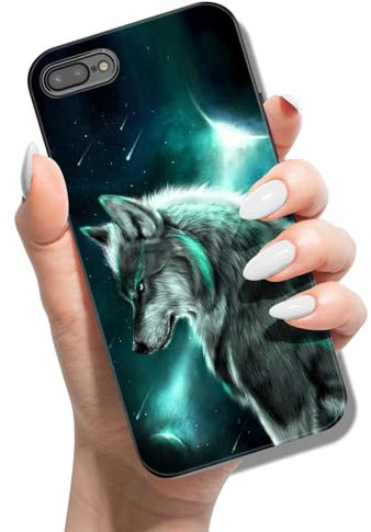 Phone Case for iPhone 7 Plus 8 Plus Silicone Case Slim Thin Soft TPU Cover with Cute Pattern Design Shockproof Protective Case for Girls Women - Sky Wolf