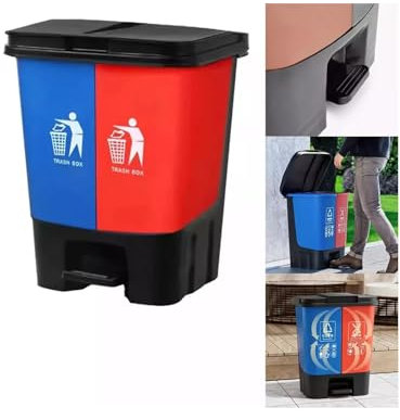 16L & 20L Double Compartment Recycling Kitchen Waste Bin | 40L Pedal Bin Blue & Red