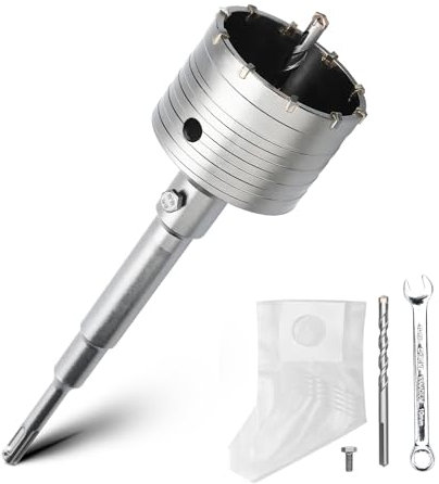Juego de brocas de 82 mm con adaptador SDS Plus de 220 mm y broca de centrado de 8 x 110 mm, para mampostería y hormigón