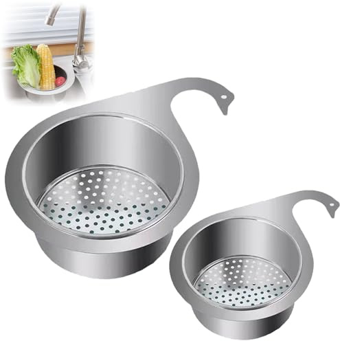 Stainless Steel Swan Sink Strainer Basket, Stainless Steel Sink Strainer Basket, Swan Filter Basket, Sink Filter Basket, Corner Sink Strainer (1pcsA+1pcsB)