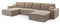 FurniShop24 Ecksofa mit Schlaffunktion und Bettkasten - Eckcouch U-Form, Klappsofa - Schlafcouch zum Wohnzimmer, Modern Design Schlafsofa Mango U: Cappuccino