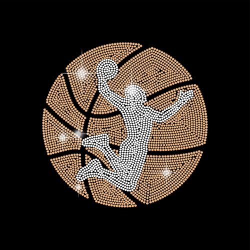 SUPERDANT Slam Dunk Silhouette Strass Hotfix Zum Aufbügeln Basketball Kristall Bügelbild Strass Zum Aufbügeln Hotfix Transfer Patch Für Kleidung Hoodie Kissen Canvas Tasche DIY Kunst Geschenke