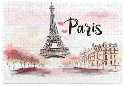 Mexpekil 1000 Teile Puzzles für Erwachsene Schöne Paris Eiffelturm Holzpuzzles Herausfordernde Puzzlespiele für Jugendliche Geschenke