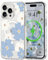 L-FADNUT Magnetic for iPhone 14 Pro Max Case, Compatible with Magsafe Floral Pattern Design, Clear Girly Flower Cover Slim Bumper Shockproof Protective Phone Case for iPhone 14 Pro Max Blue
