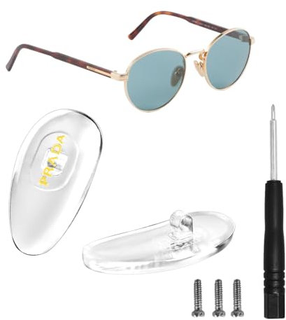 HiCycle2 Silikon-Nasenpads, Ersatz für Prada-Brillen und Sonnenbrillen, Reparatur-Set zum Einschrauben von Nasenpads (goldfarben, 16 mm)