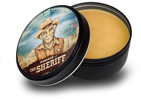 MG Pomade THE SHERIFF, haevy hold, Herren, wasserfest und pflegend, ölbasierte Haarpomade, Natürliche Wachs-Formulierung für extrem starker Halt, Haar Wax, Haarwachs Männer, Haar- Bart Styling, Clay
