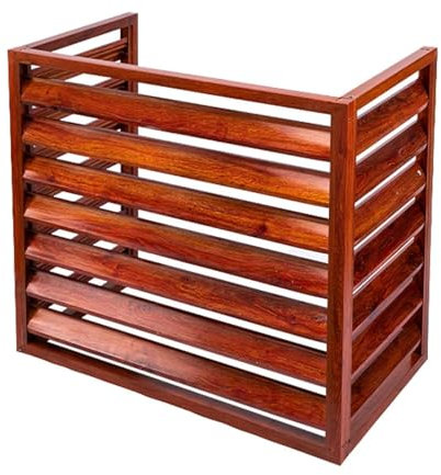 Dnowegas Motorabdeckung für Klimaanlage, Außen, Privatsphäre, aus Aluminium, Abdeckung für Klimaanlage, mit Lamellen, Geländer, Klimaanlagenrahmen, ohne Oberteil, aus Holz, L 110 x B 60 x H 80 (2 ~