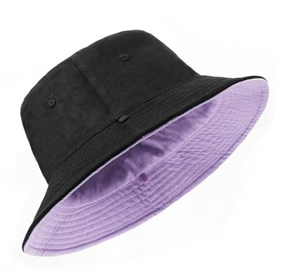 Zylioo Chapeau de soleil XXL réversible, protection UV double face, pour golf, randonnée, plein air, Noir-violet (XL-2XL/62 cm), XL-XXL