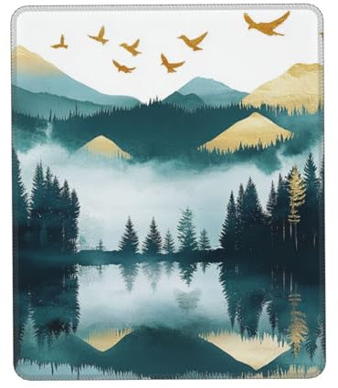 KLIYBGTHIJTP Landschaft Berge Mauspad Vögel Schreibtischunterlage Mädchen Frauen Laptop Tastatur und Mauspad 21x26cm