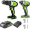 Greenworks Set di attrezzi a batteria da 24 V, trapano a percussione 60 Nm, avvitatore a percussione 300 Nm, batteria da 2 Ah, caricabatterie