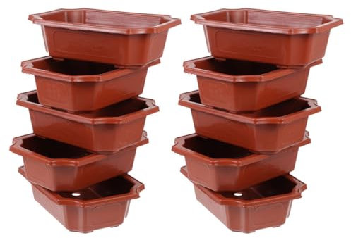 JOINPAYA 10stücke Roten Bonsai Blumentopf Rechteckige Pflanzschalen Aus Kunststoff Für Innenräume Für Sukkulenten Farne Kleine Pflanzen Mit Drainagelöchern Für Pflanzenpflege Minimalistisch