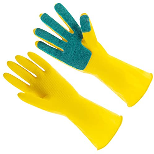 VALICLUD 1Par Guantes de Limpieza de Cocina con Estropajo Absorbente Reutilizables Látex Talla Platos y Limpieza