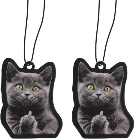 2x Duftbaum Auto Lustig mit Katze, Lufterfrischer Auto mit Witzigem Motiv Auto Duftbaum Set, Auto Zubehör Lustig Duft für Auto Car Freshener Katzen Geschenke für Frauen
